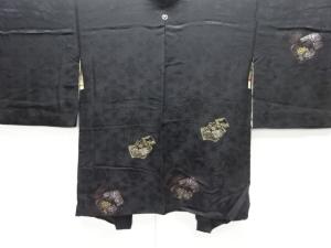 大正ロマン　紋錦紗色紙に牡丹・菊模様織り出し一つ紋羽織